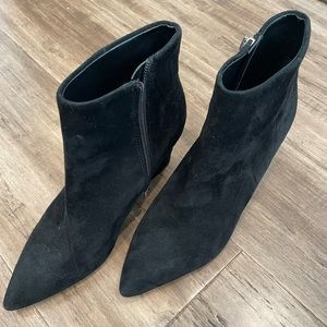 Nine West black suede wedge booties